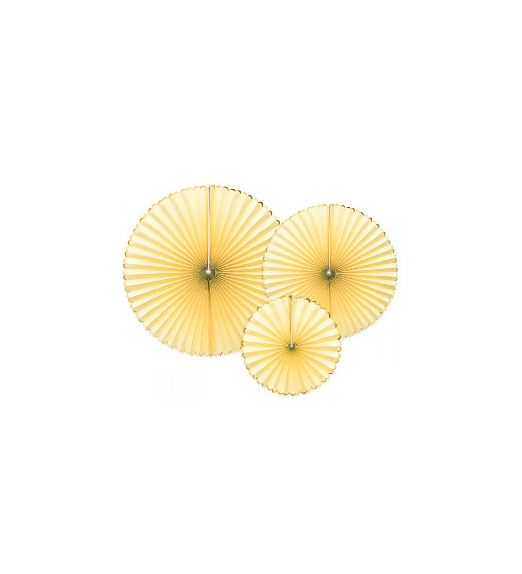 Dekorační rozety - světle žluté s okrajem