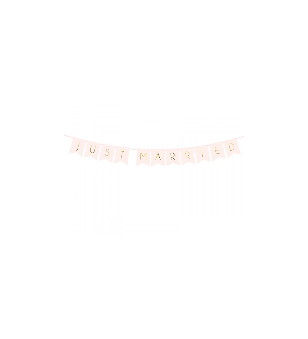 Světle růžový banner - Just Married