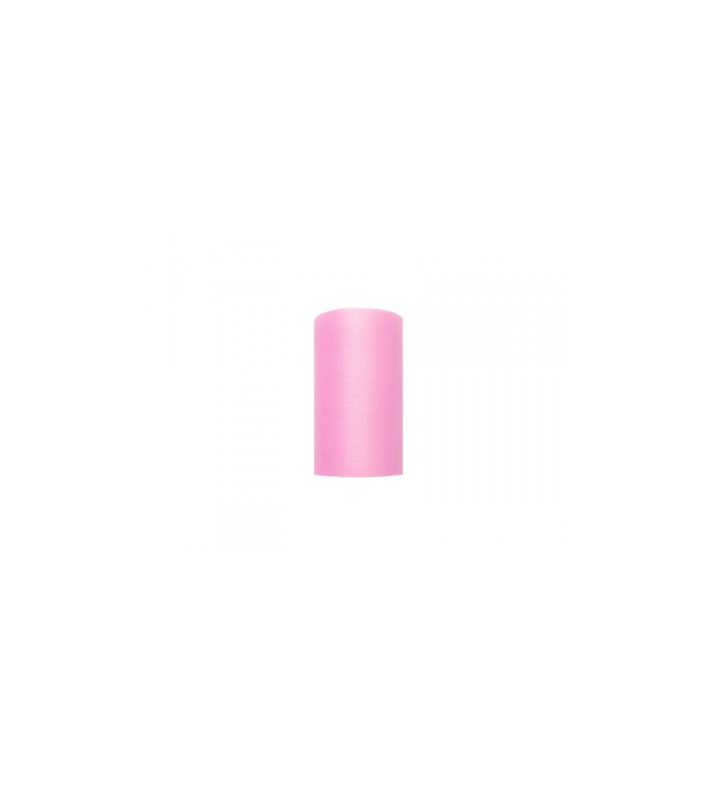 Růžová tylová stuha (0,08 m) - světlá