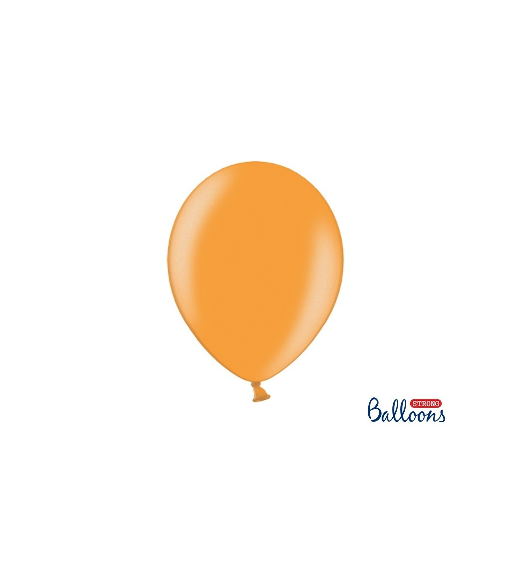 Balónek metalický - oranžová barva - 10 ks