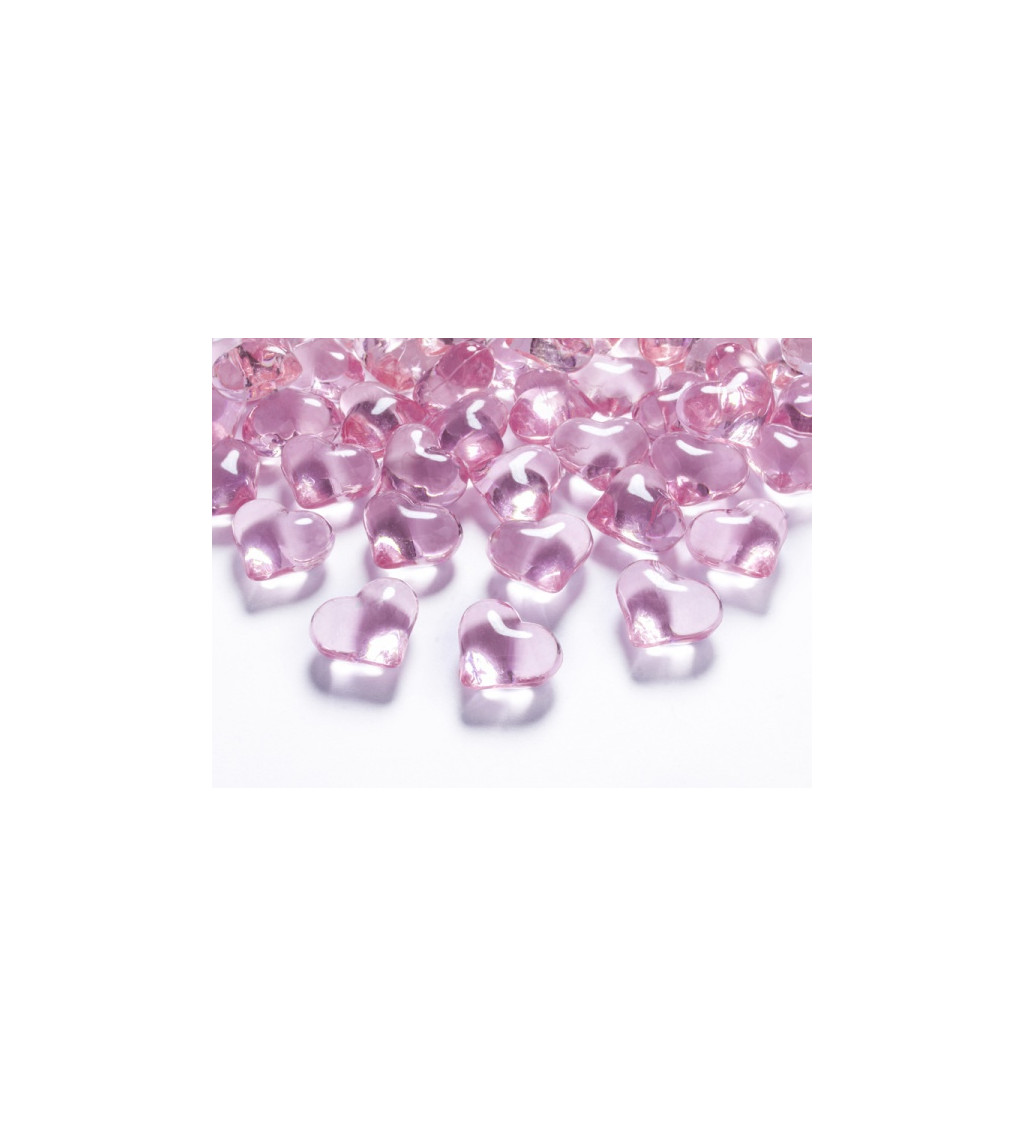 Světle růžová krystalová srdíčka