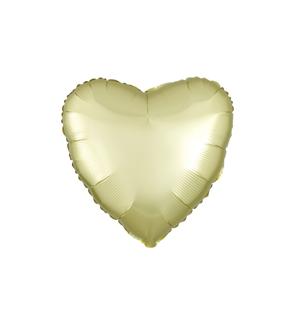 Pastelově žlutý fóliový balónek - srdce
