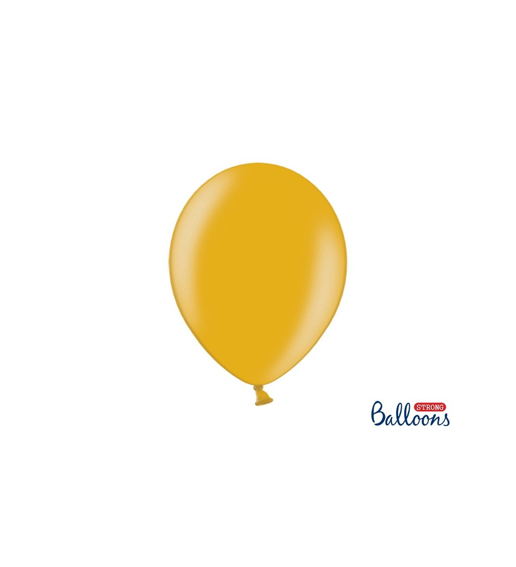 Balónek metalický - zlatá barva - 10 ks