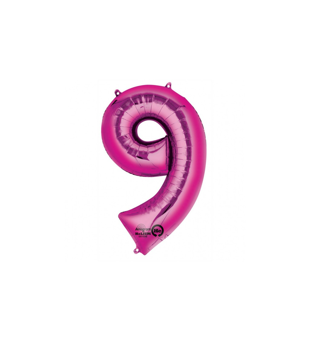 Fóliový balónek 9 - růžový