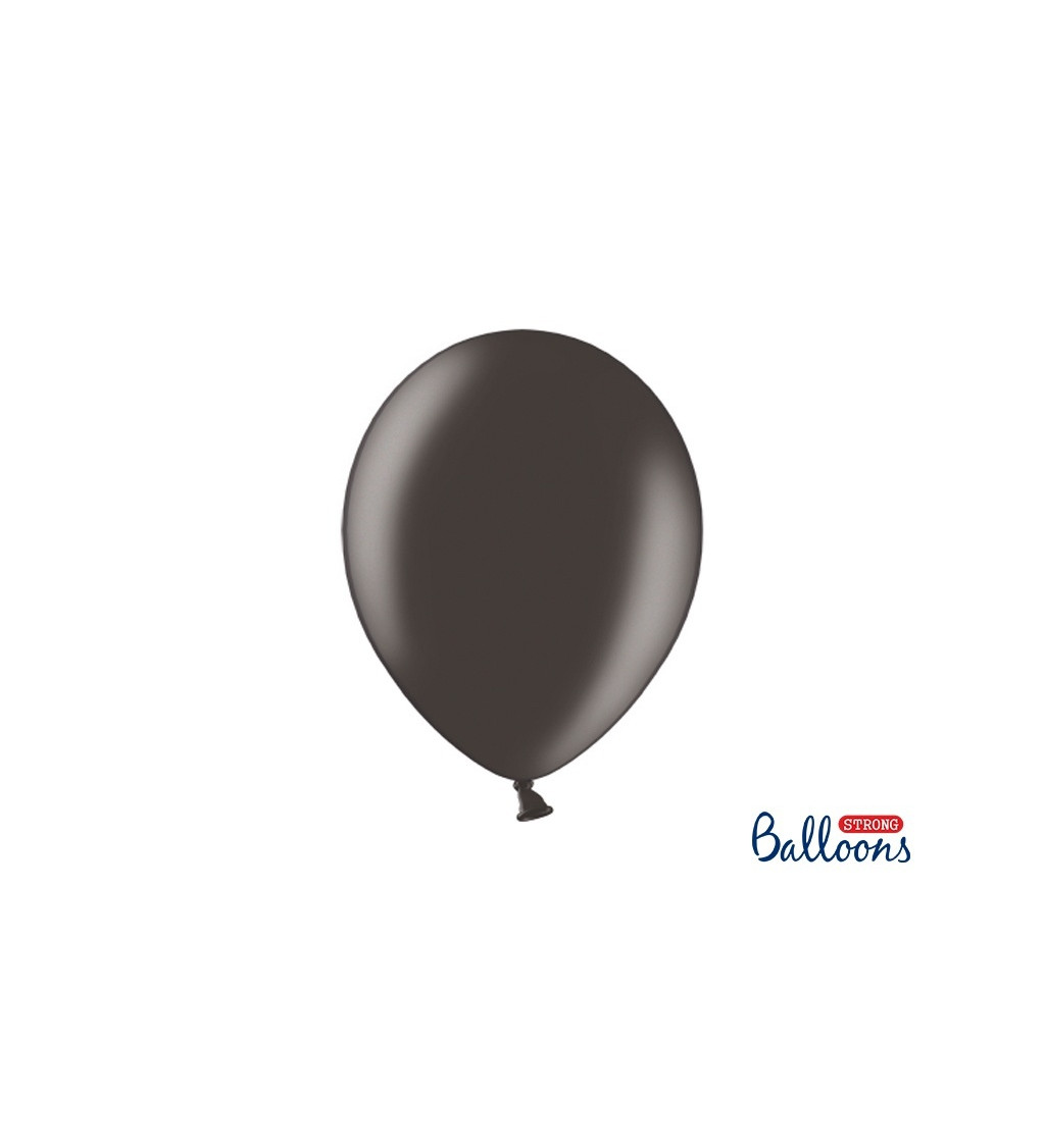 Balónek metalický - černá barva - 10 ks