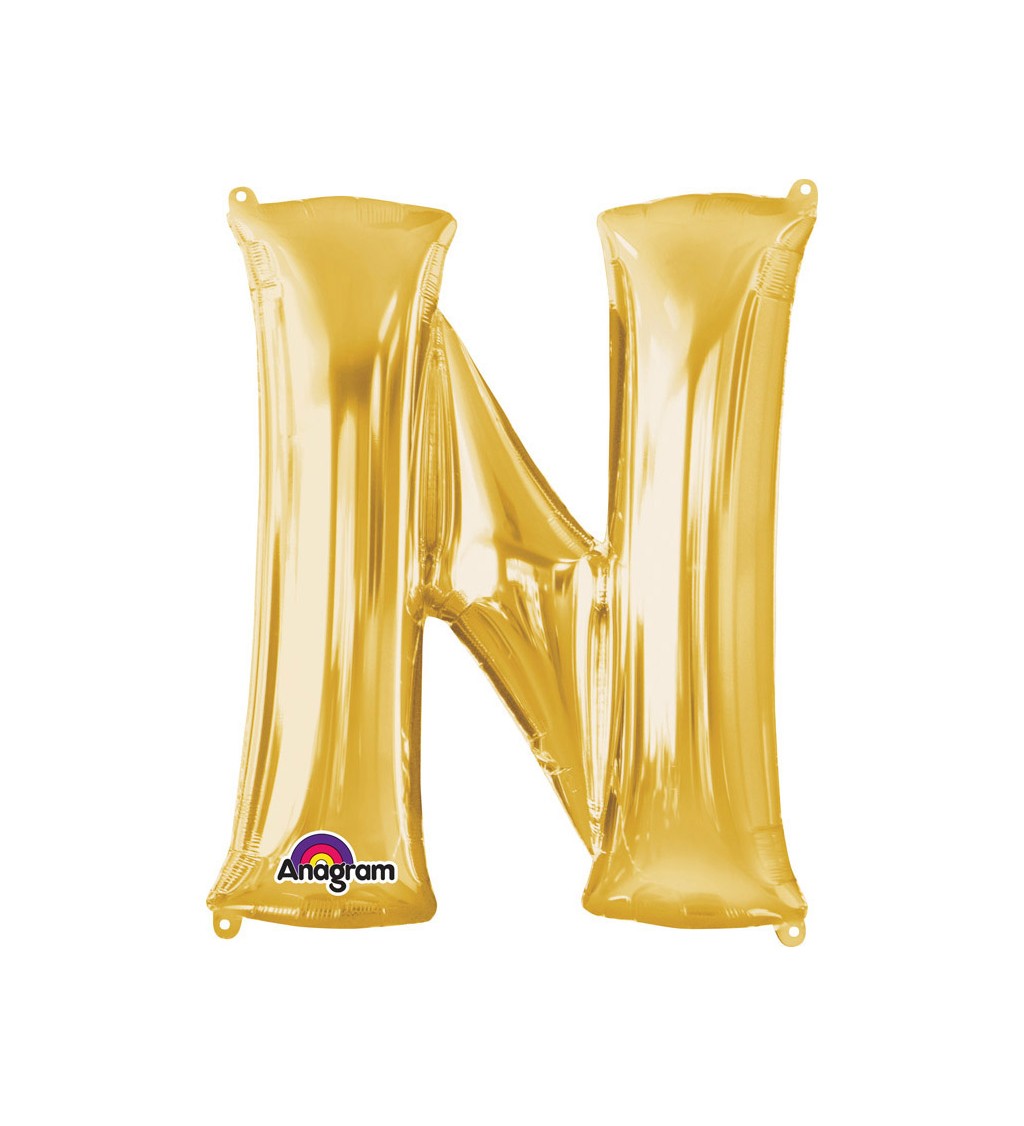 Fóliový balónek písmeno N - zlatý