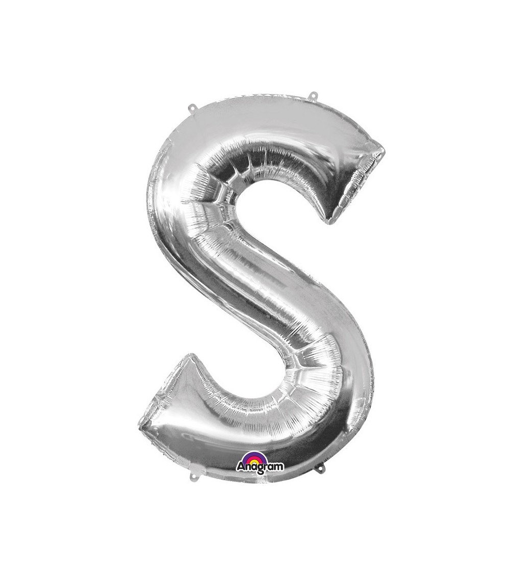 Fóliový balónek písmeno S - stříbrný