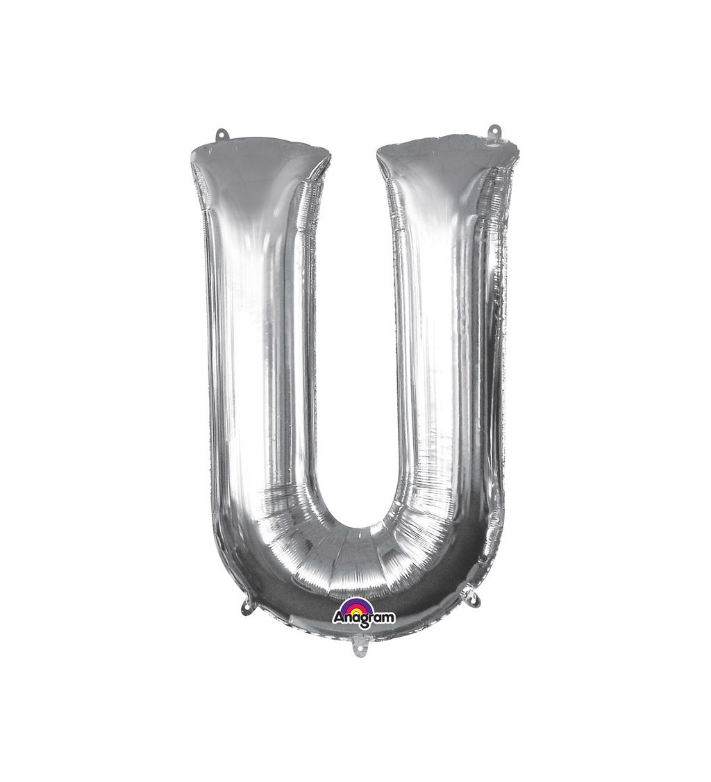 Fóliový balónek písmeno U - stříbrný