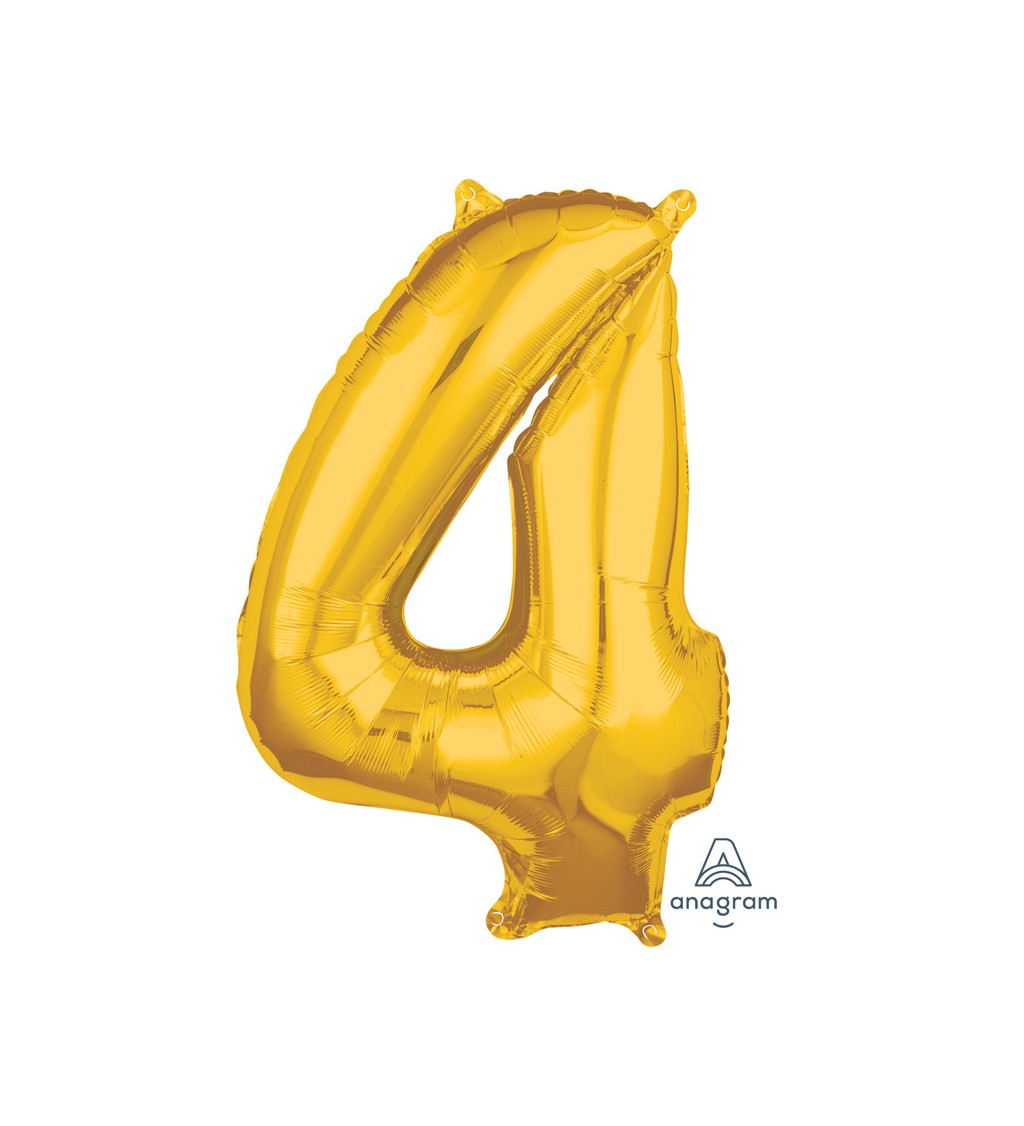 Zlatý fóliový balónek - číslo 4