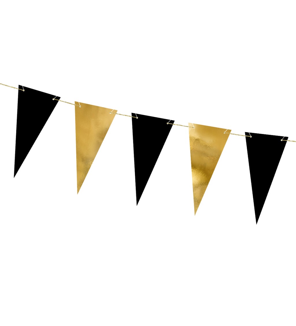 Girlanda - černé a zlaté vlaječky