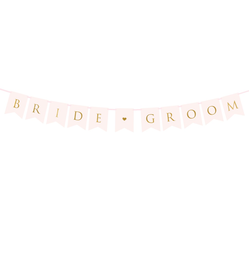 Světle růžový banner - Bride a Groom