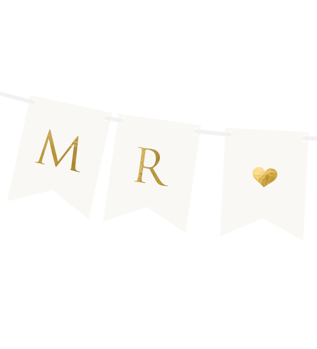 Bílý banner - Mr & Mrs