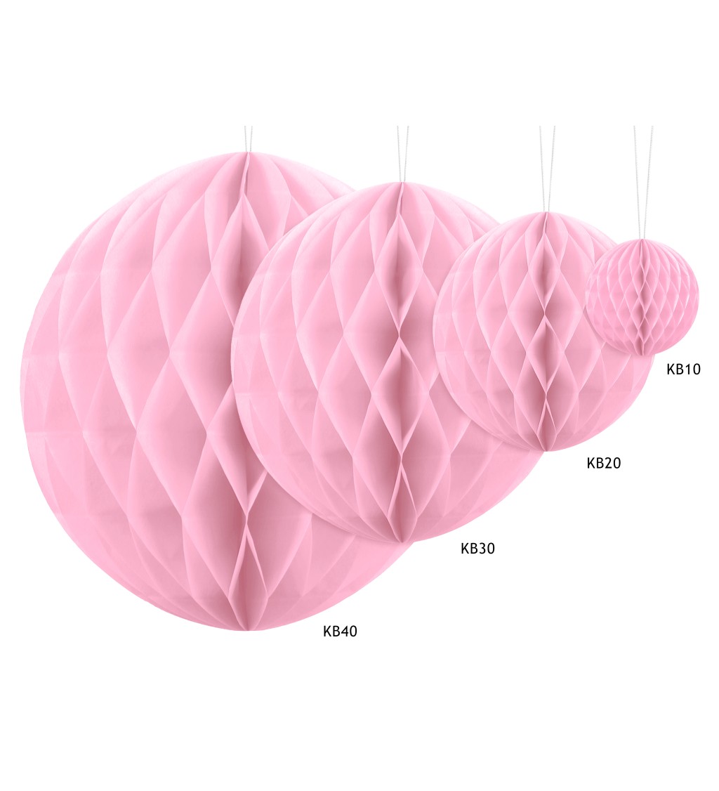 Papírová dekorační koule - světle růžová (10)