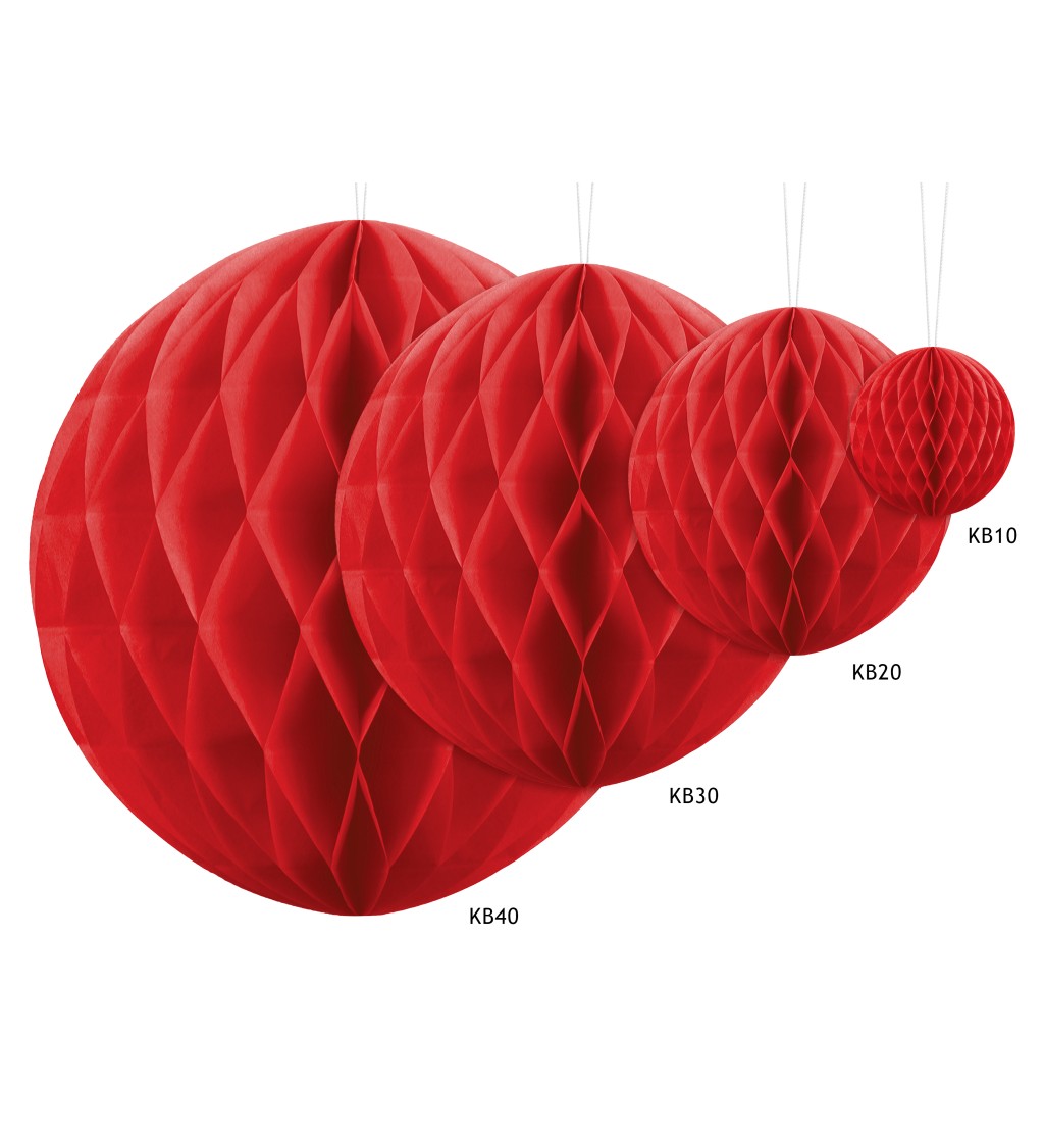 Papírová dekorační koule - červená (40)