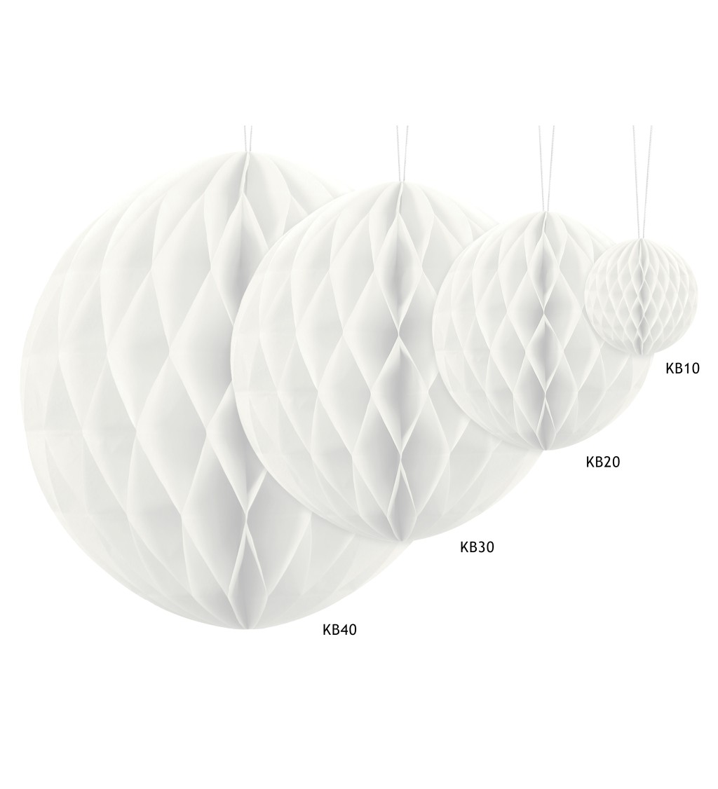 Papírová dekorační koule - bílá (40)