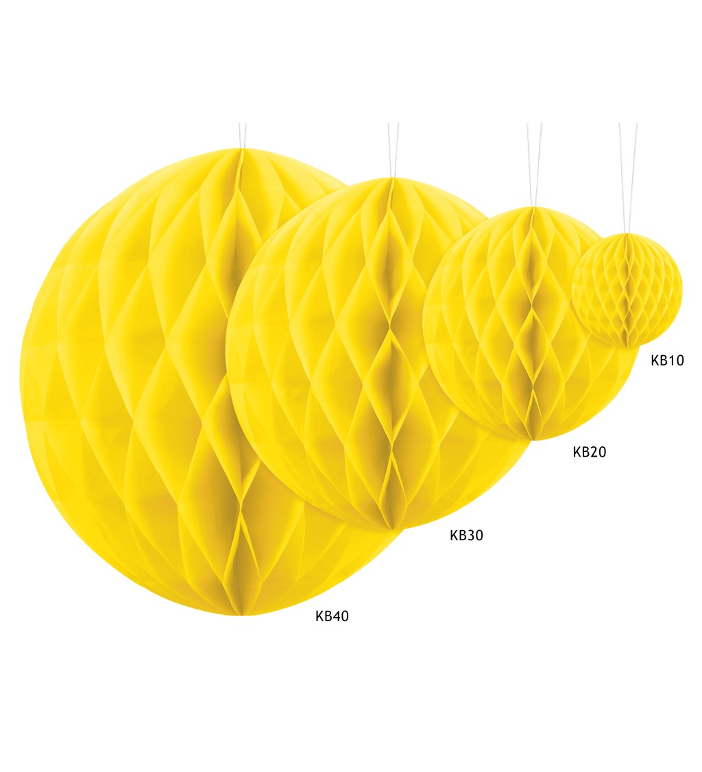 Papírová dekorační koule - žlutá (40)