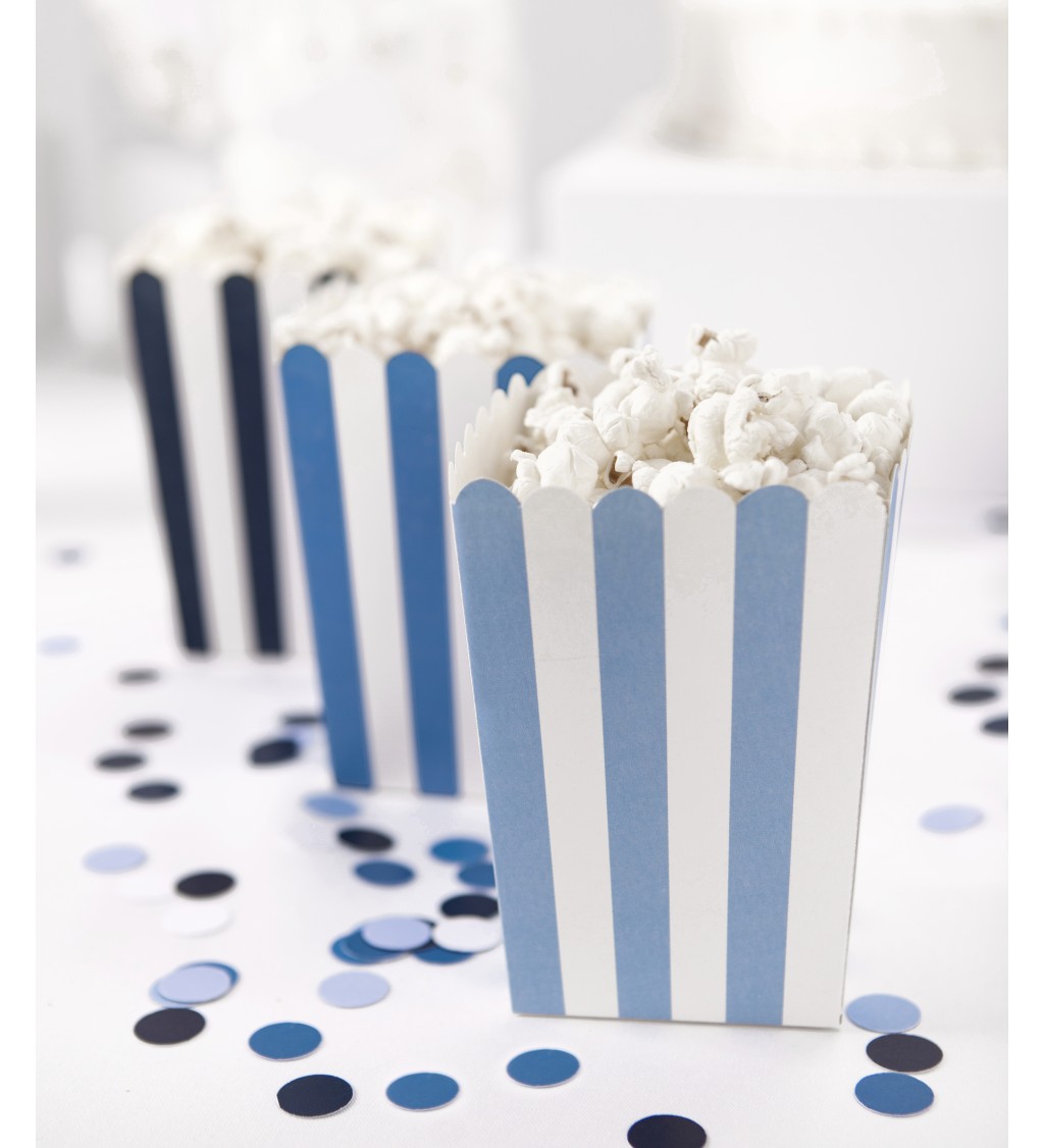 Krabička na popcorn - modré pruhy