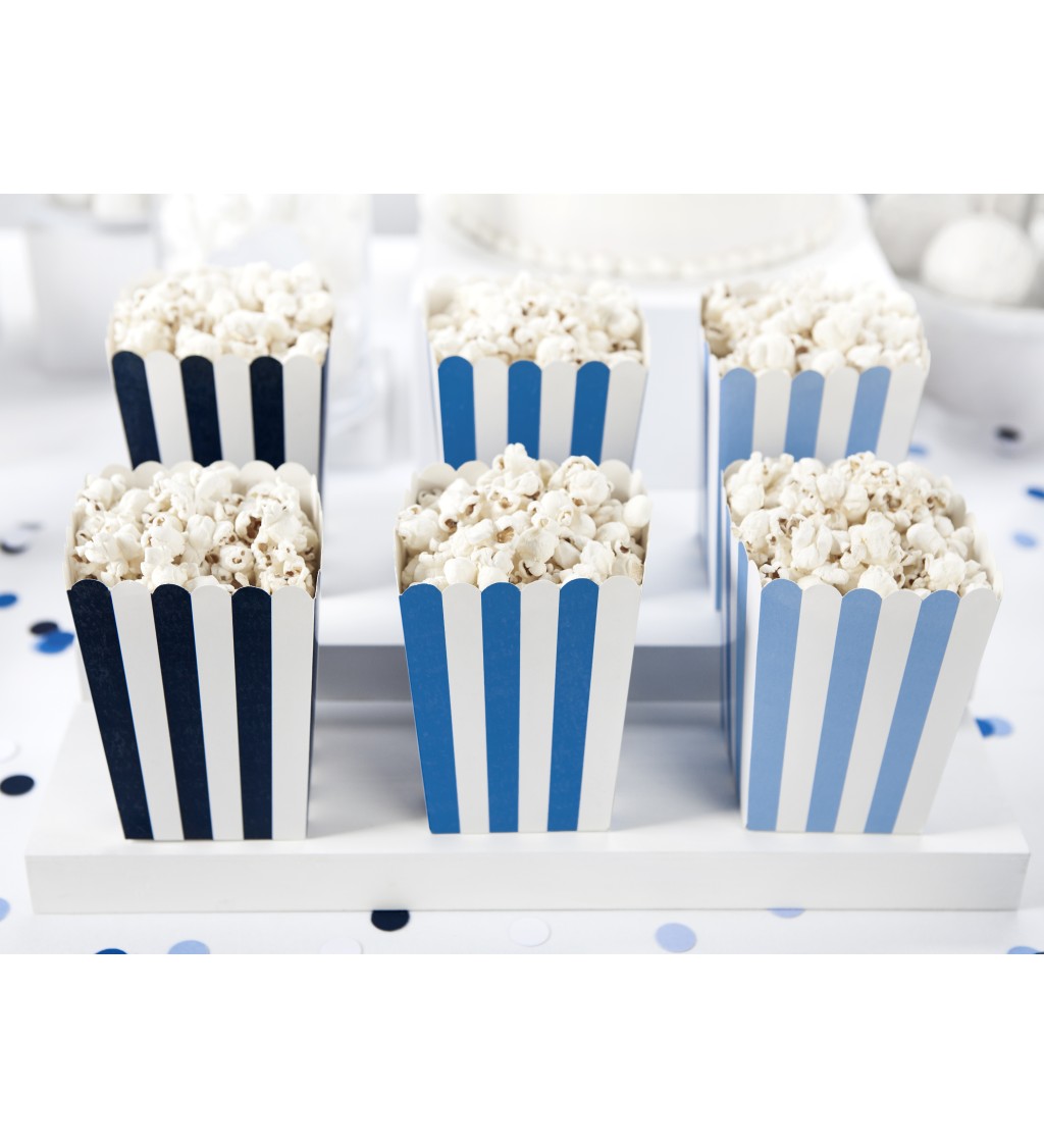 Krabička na popcorn - modré pruhy