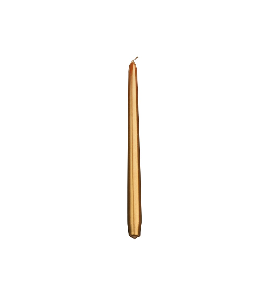 Úzká metalická svíce - zlatá (29 cm)