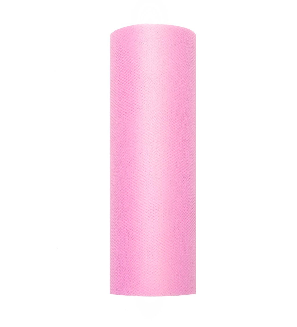 Růžová tylová stuha (0,15 m) - světlá
