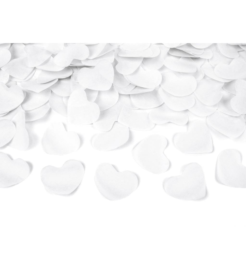 Vystřelovací konfety - bílá srdíčka
