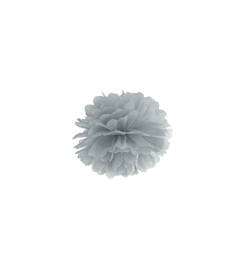 Šedý pompom - papírový