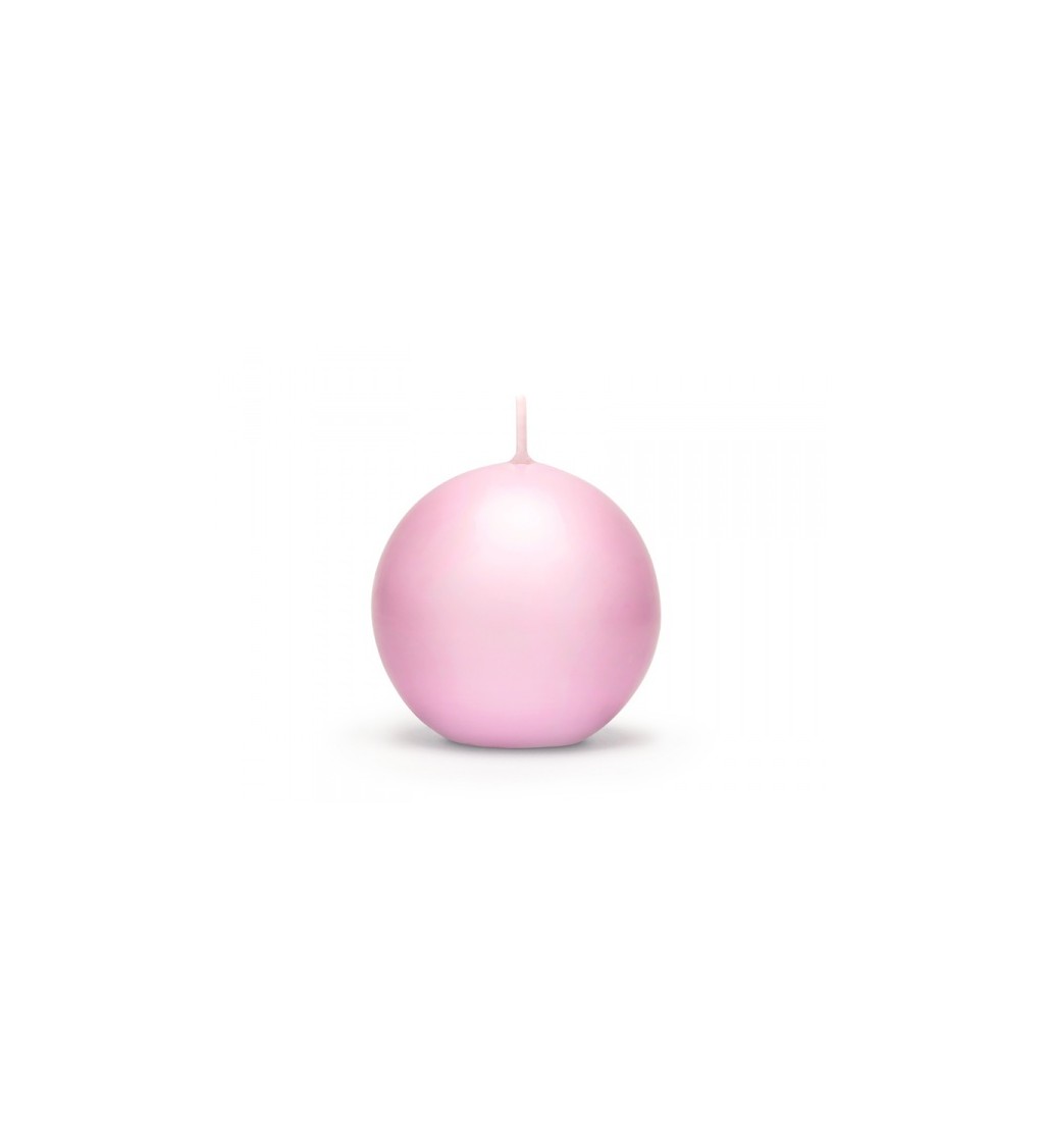 Světle růžová svíčka - větší koule