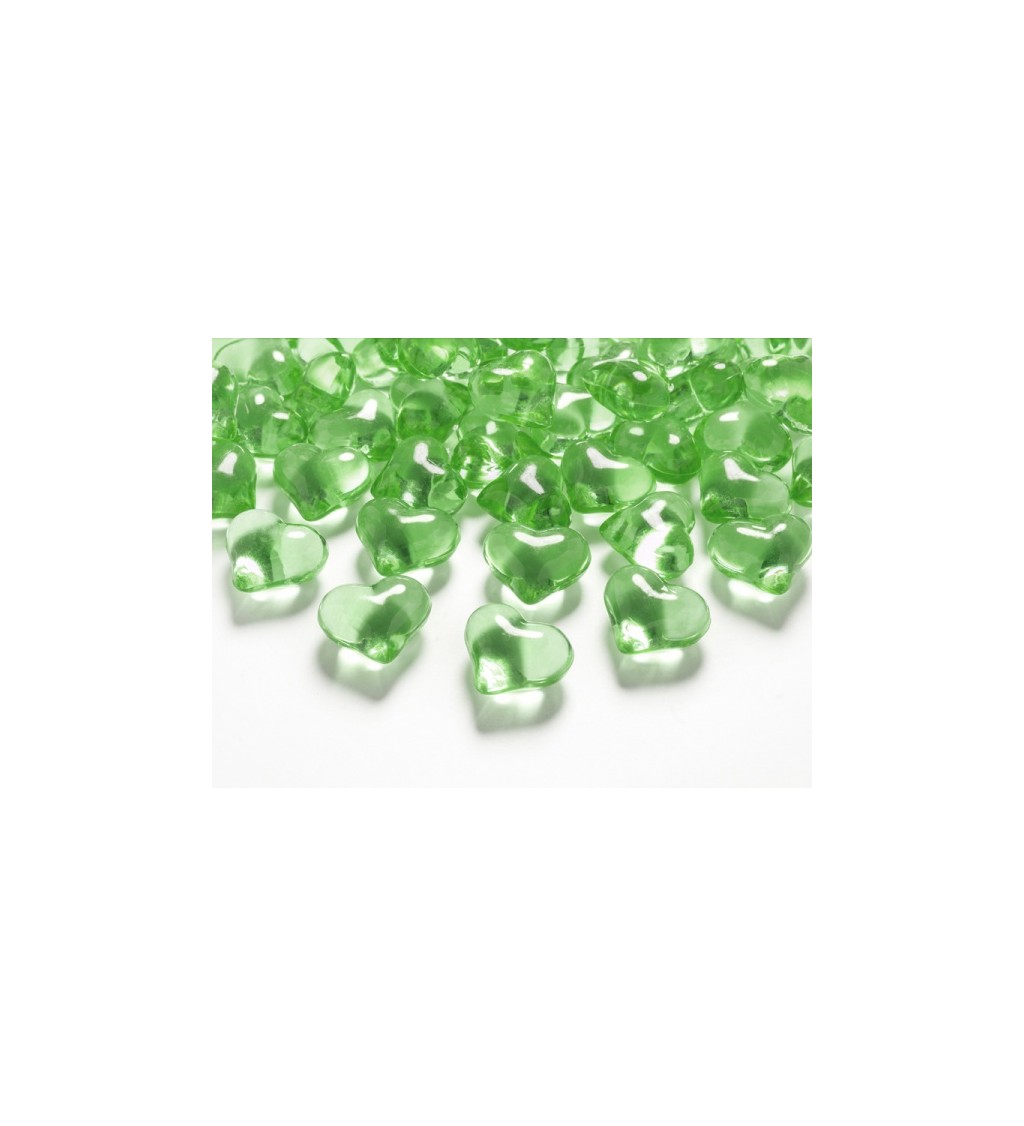 Světle zelená krystalová srdíčka