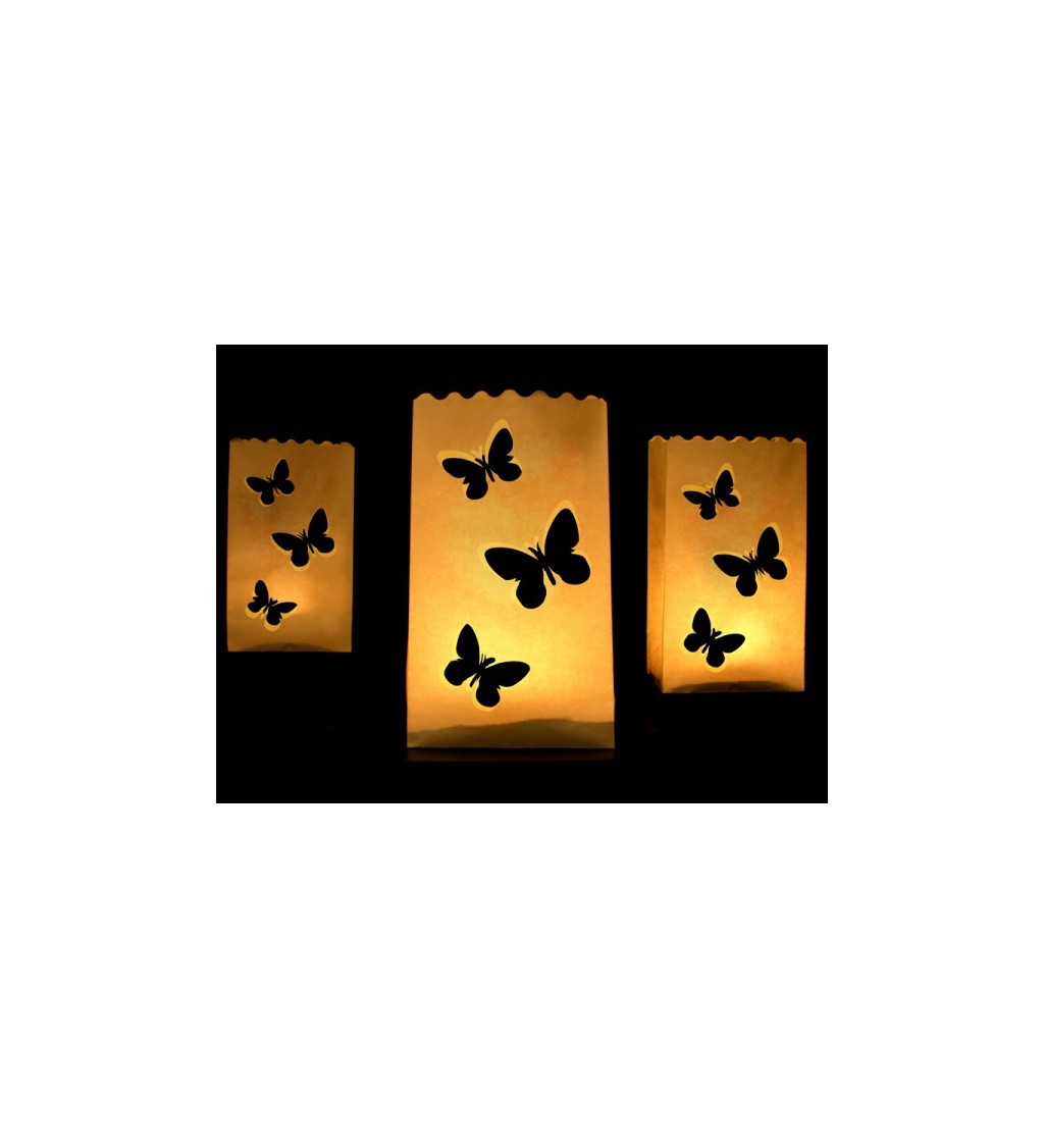 Taštičky na svíčky - lampiony s motýlky