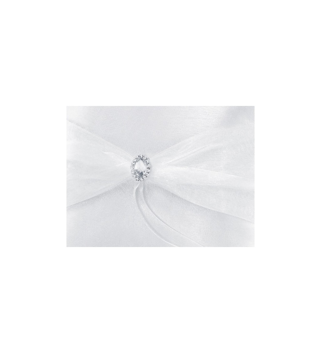 Bílý polštářek na prsteny - stříbrná ozdoba