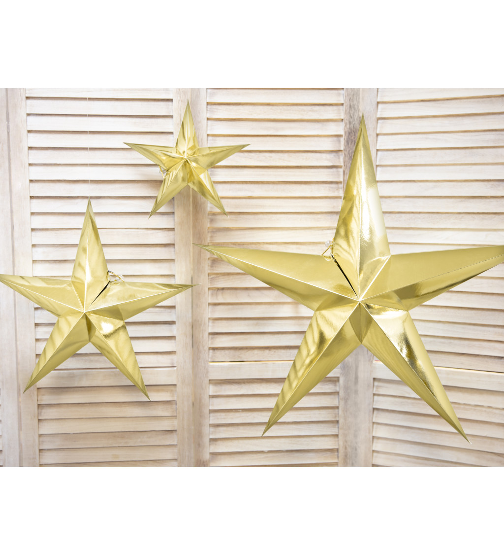 Papírová dekorační hvězda - zlatá (70)