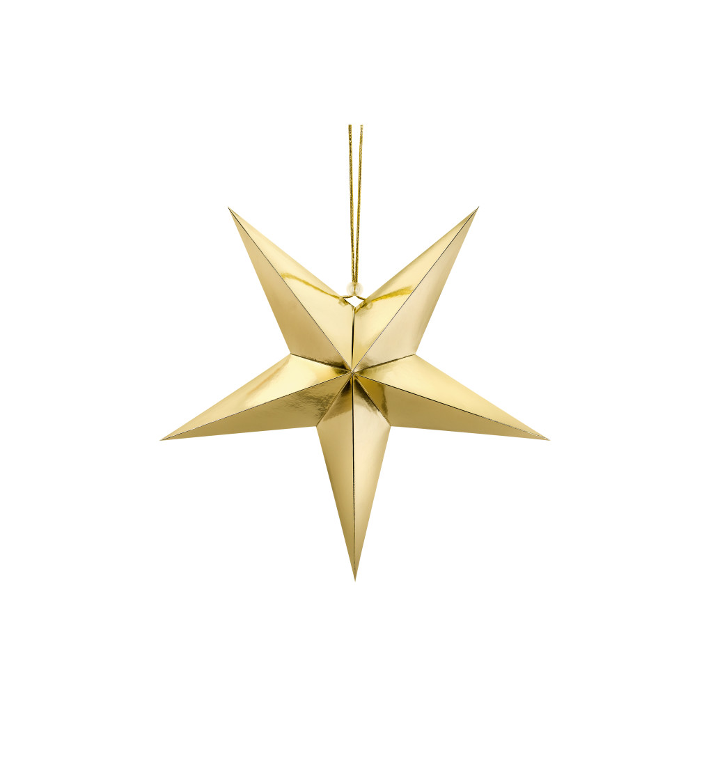 Papírová dekorační hvězda - zlatá (45)