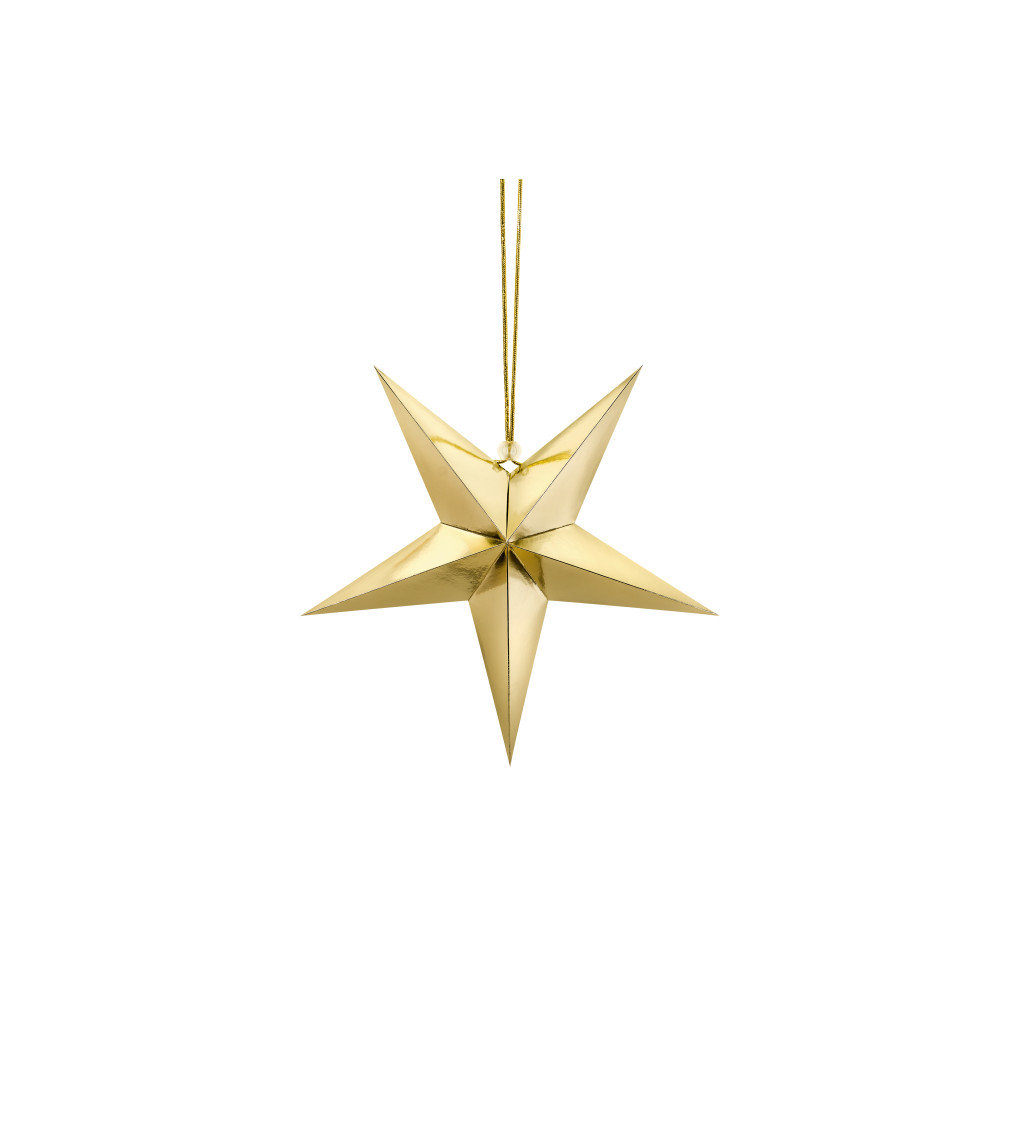 Papírová dekorační hvězda - zlatá