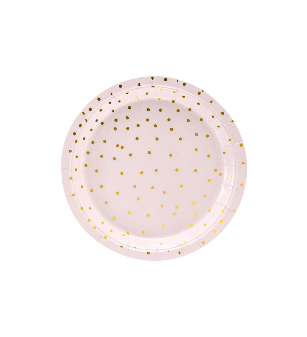 Světle růžové talířky s puntíky