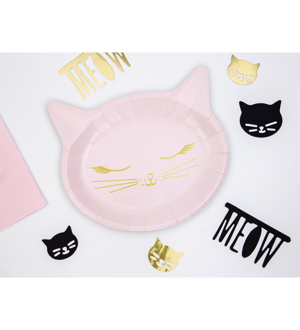 Růžové talířky - kočka