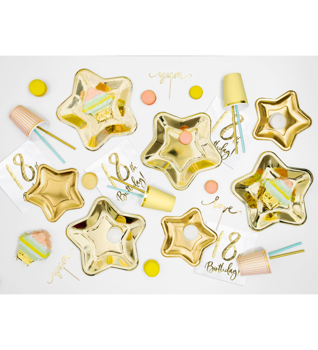 Papírové talířky - zlaté hvězdy