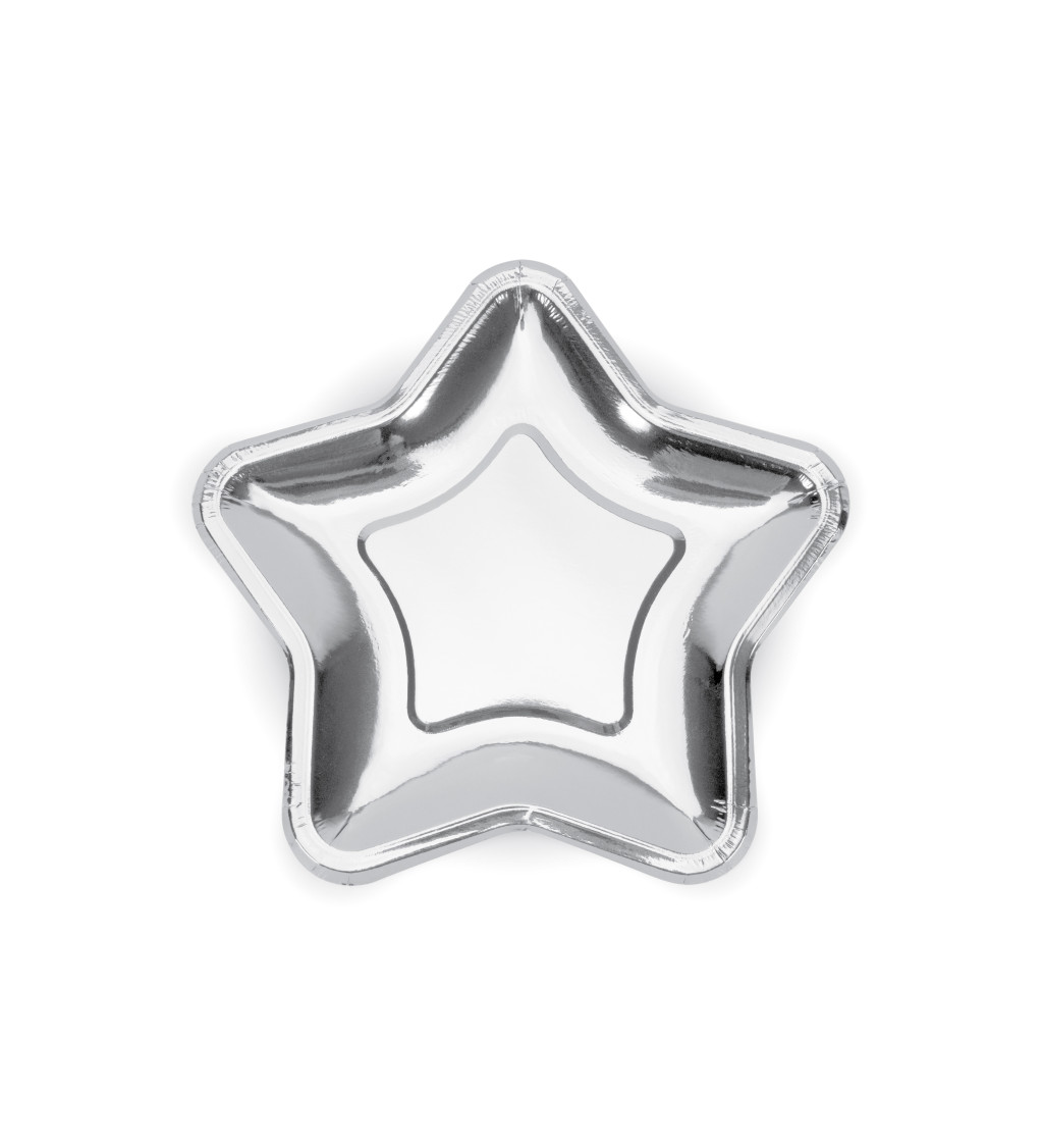 Papírové talířky - stříbrné hvězdy II