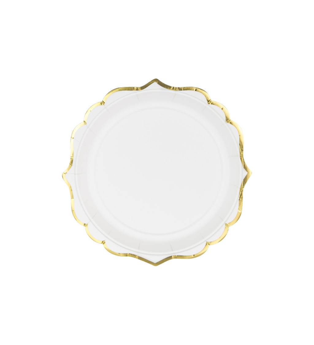 Bílé talířky - zlatý okraj