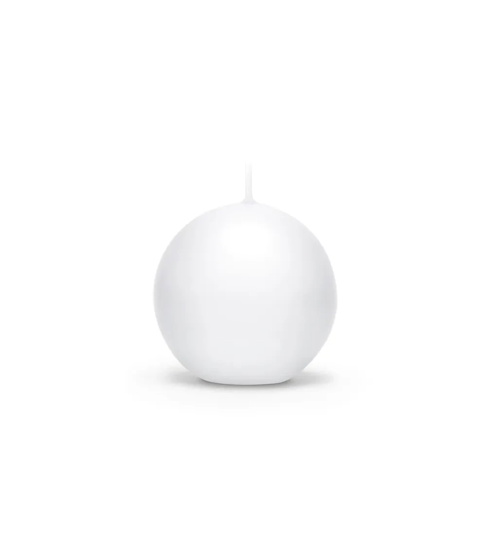 Bílá matná svíčka - menší koule