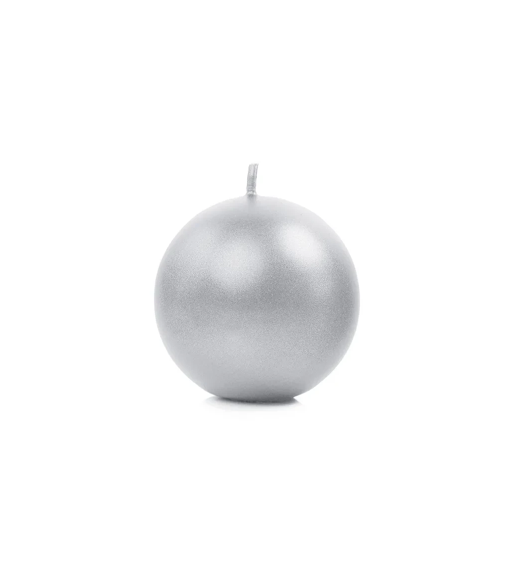 Stříbrná metalická svíčka - menší koule