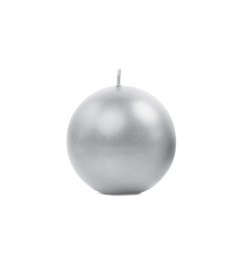 Stříbrná metalická svíčka - koule