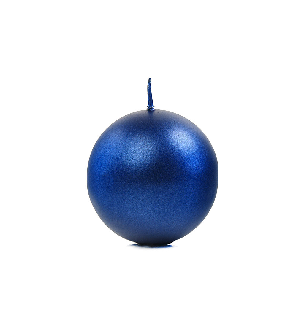 Tmavě modrá metalická svíčka - koule
