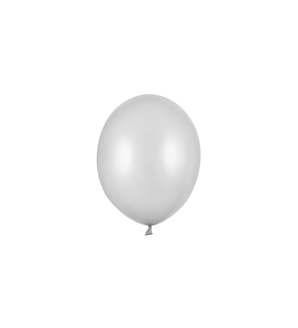 Balónek metalický - stříbrná barva - 10 ks