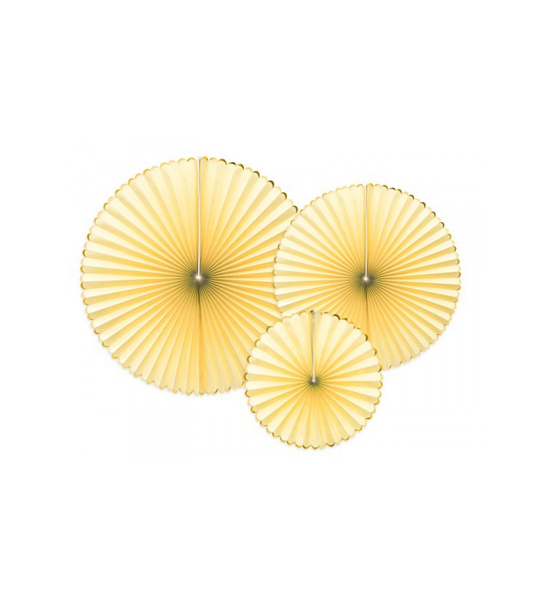 Dekorační rozety - světle žluté s okrajem