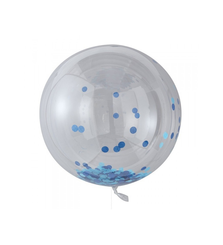 Velký balón s modrými konfetami - koule