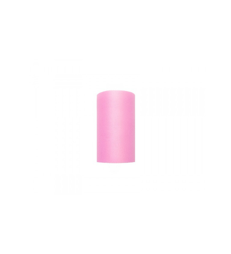 Růžová tylová stuha (0,08 m) - světlá