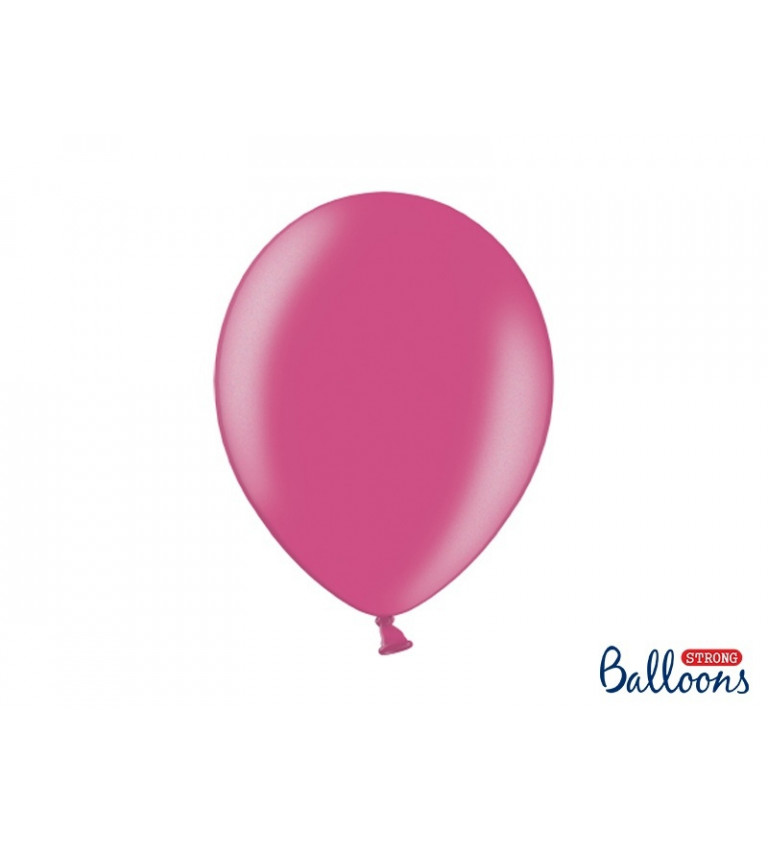 Balónek metalický - růžová barva - 10 ks