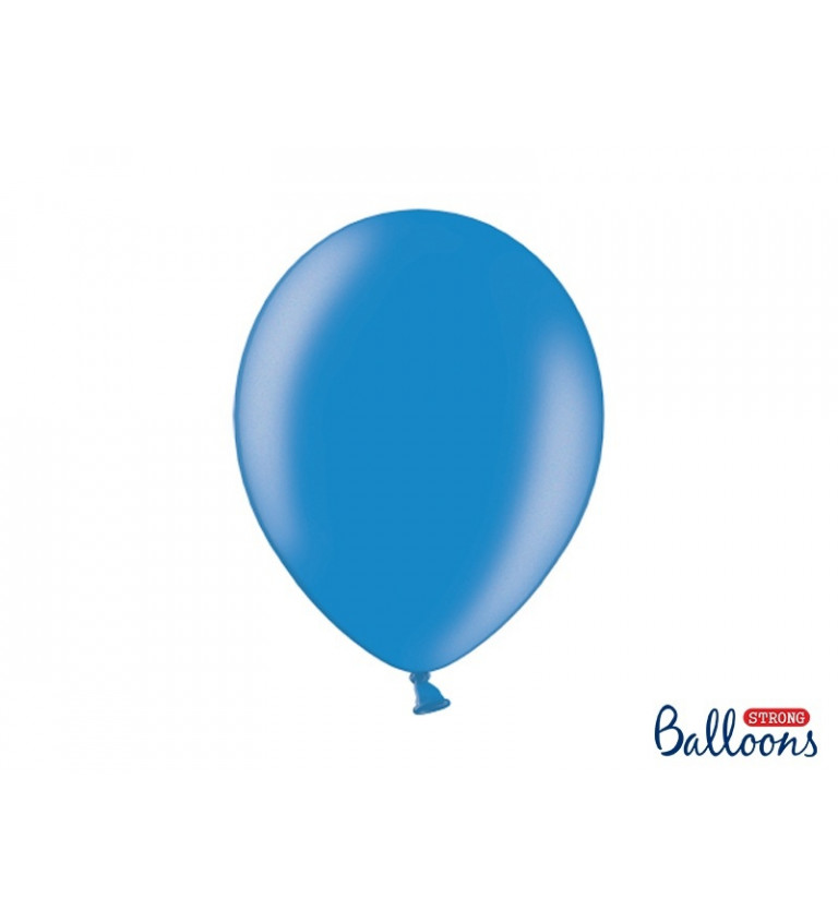 Balónek metalický - modrá barva - 10 ks