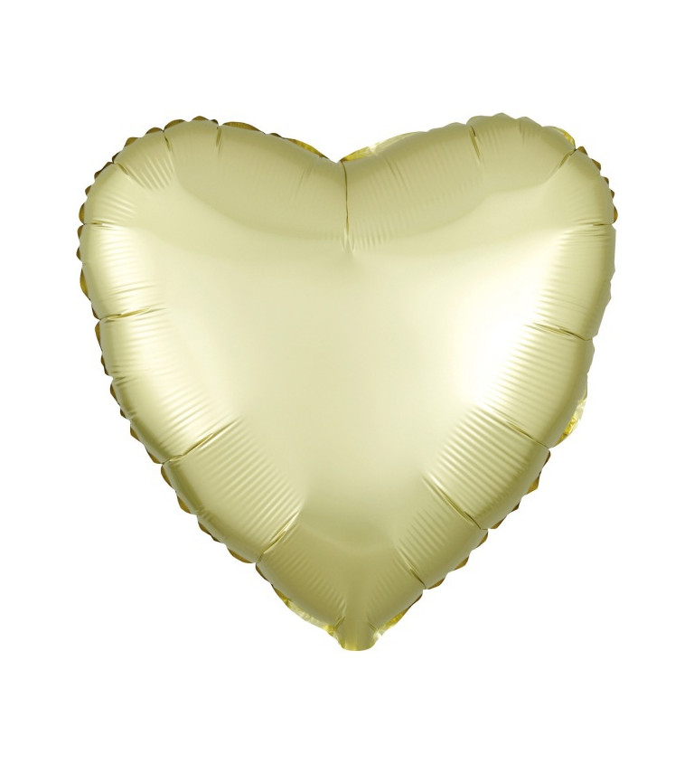 Pastelově žlutý fóliový balónek - srdce