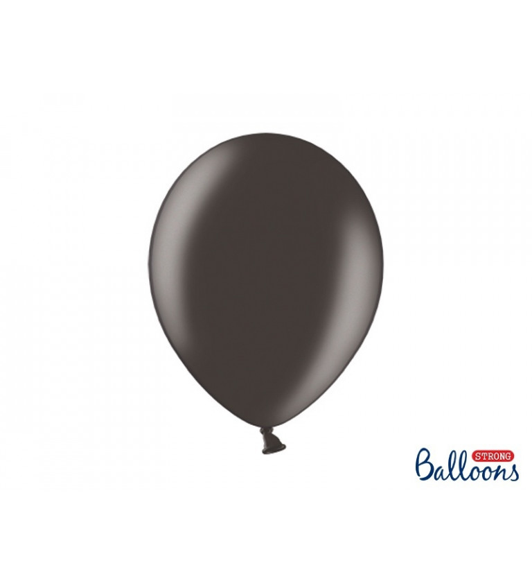 Balónek metalický - černá barva - 10 ks
